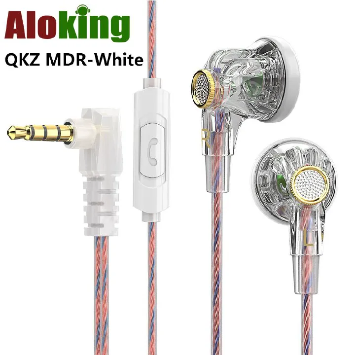 Aloking QKZ MDR Earphone HIFI DJ Monitor Super Bass Earbuds Sport Noise Cancelling Wired earphone with Microphone wire-controlled 16mm dynamic flat-head Music gaming earphone subwoofer Headset for Men
