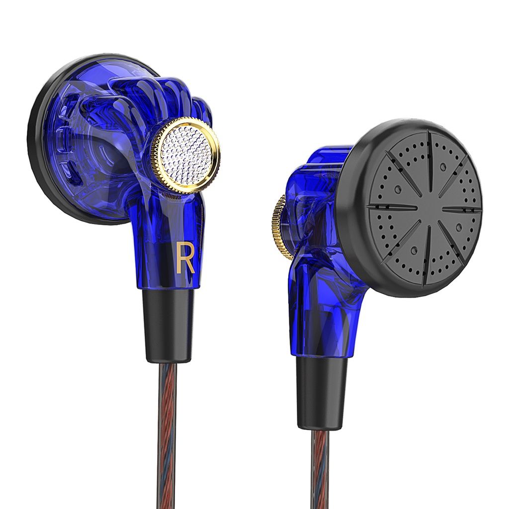 Aloking QKZ MDR Earbuds On Ear Headphones Wire Control Earplug wire-controlled music earphone with microphone monitoring earphone 16mm dynamic flat-head subwoofer headphone earplug for Android Windows