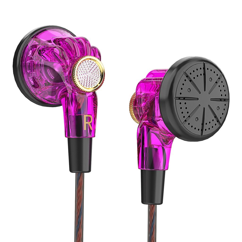 Aloking QKZ MDR Earbuds On Ear Headphones Wire Control Earplug wire-controlled music earphone with microphone monitoring earphone 16mm dynamic flat-head subwoofer headphone earplug for Android Windows