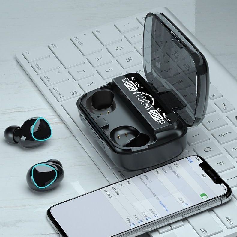 Aloking M10 TWS Wireless Headset Bluetooth 9D Waterproof Microphone Bluetooth Earphones Wireless Earbuds earpods Wireless Earphone Gaming earpods Bluetooth Headset Earpods for IOS iPhone Android