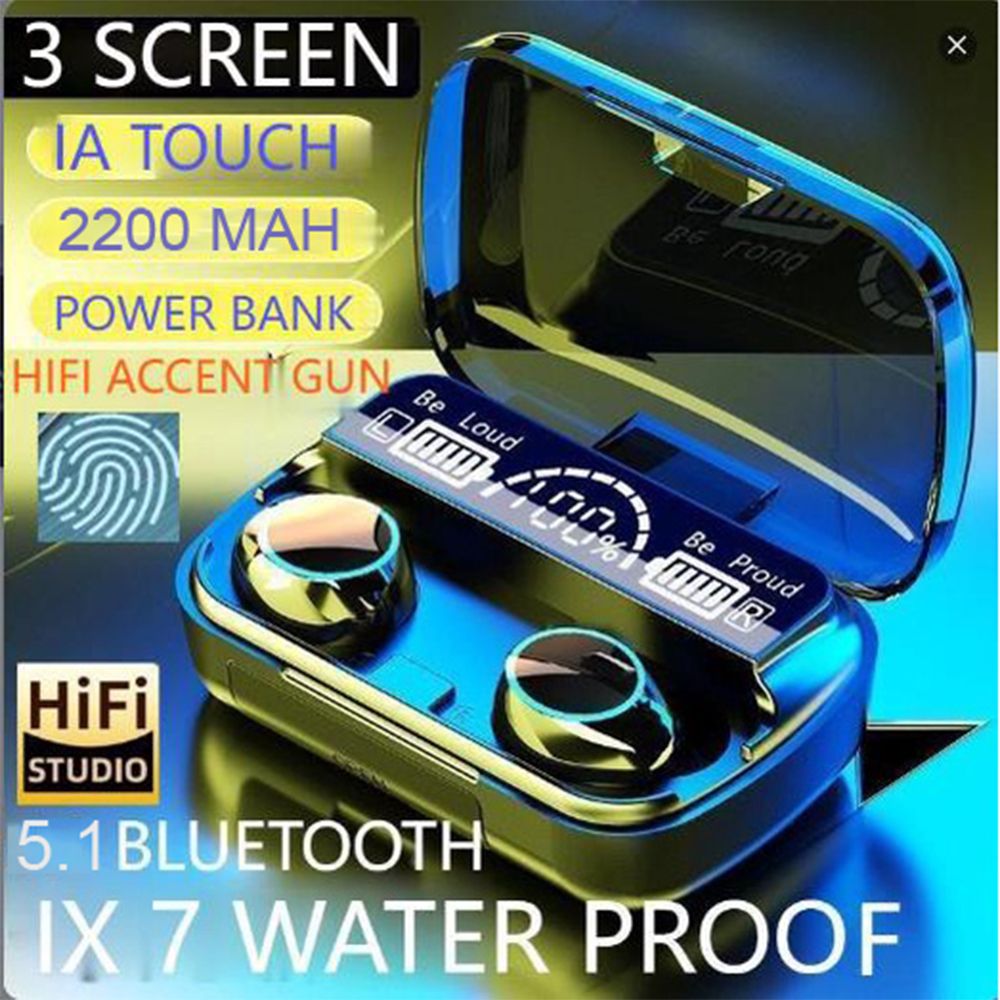 Aloking M10 TWS Wireless Headset Bluetooth 9D Waterproof Microphone Bluetooth Earphones Wireless Earbuds earpods Wireless Earphone Gaming earpods Bluetooth Headset Earpods for IOS iPhone Android
