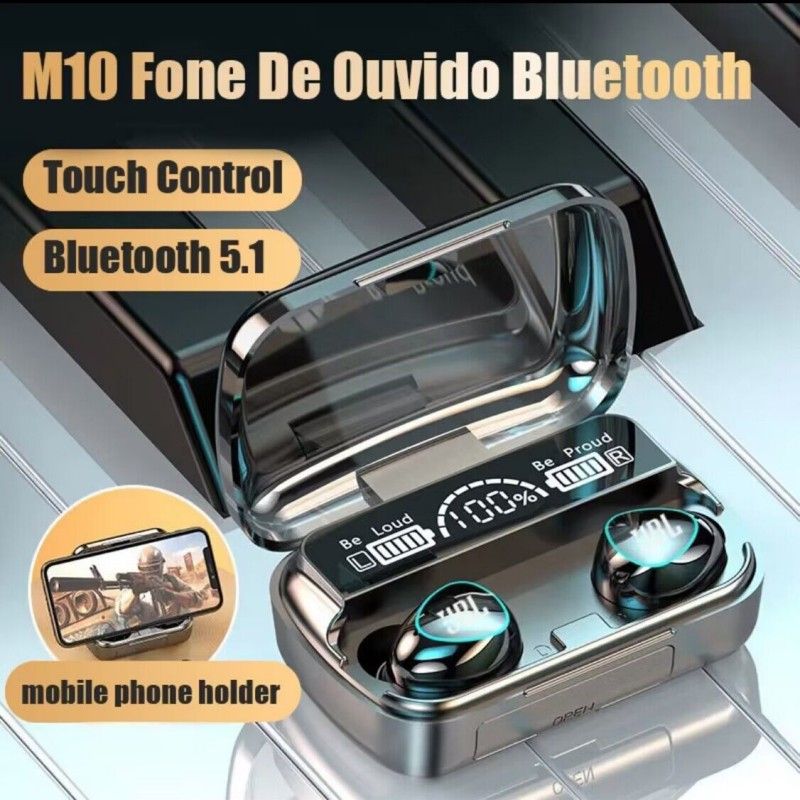 Aloking M10 TWS Wireless Headset Bluetooth 9D Waterproof Microphone Bluetooth Earphones Wireless Earbuds earpods Wireless Earphone Gaming earpods Bluetooth Headset Earpods for IOS iPhone Android