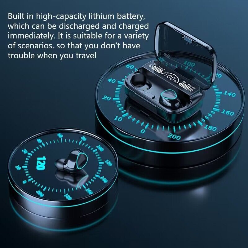 Aloking M10 TWS Wireless Headset Bluetooth 9D Waterproof Microphone Bluetooth Earphones Wireless Earbuds earpods Wireless Earphone Gaming earpods Bluetooth Headset Earpods for IOS iPhone Android