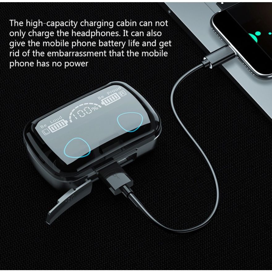 Aloking M10 TWS Wireless Headset Bluetooth 9D Waterproof Microphone Bluetooth Earphones Wireless Earbuds earpods Wireless Earphone Gaming earpods Bluetooth Headset Earpods for IOS iPhone Android