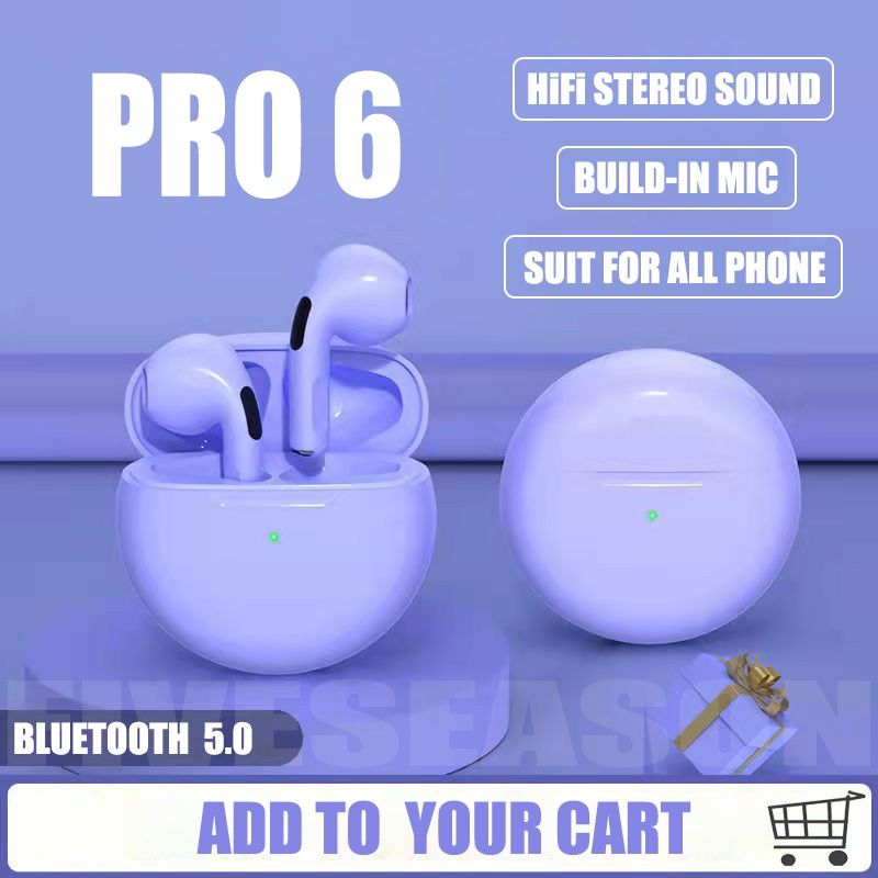 Air Pro 6 TWS bluetooth earphone with Microphone wireless Headset Wireless Headphones Fone Bluetooth Sport Run to Apple iPhone Pro6 Earphones True wireless earbuds gaming headphone airpod earpods
