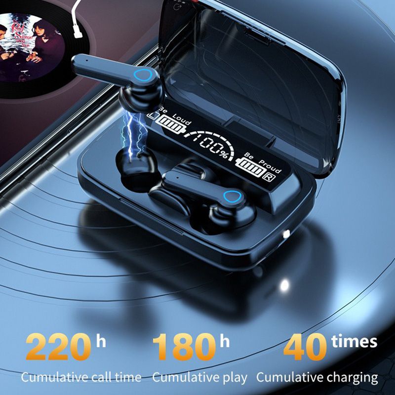 M19 Earpods wireless earphone With Light TWS Wireless LED Bluetooth Earphone Digital Display Touch Emergency Power Bank Headset Noise-cancelling In-ear 9D Stereo Gaming Wireless Headphones with Mic