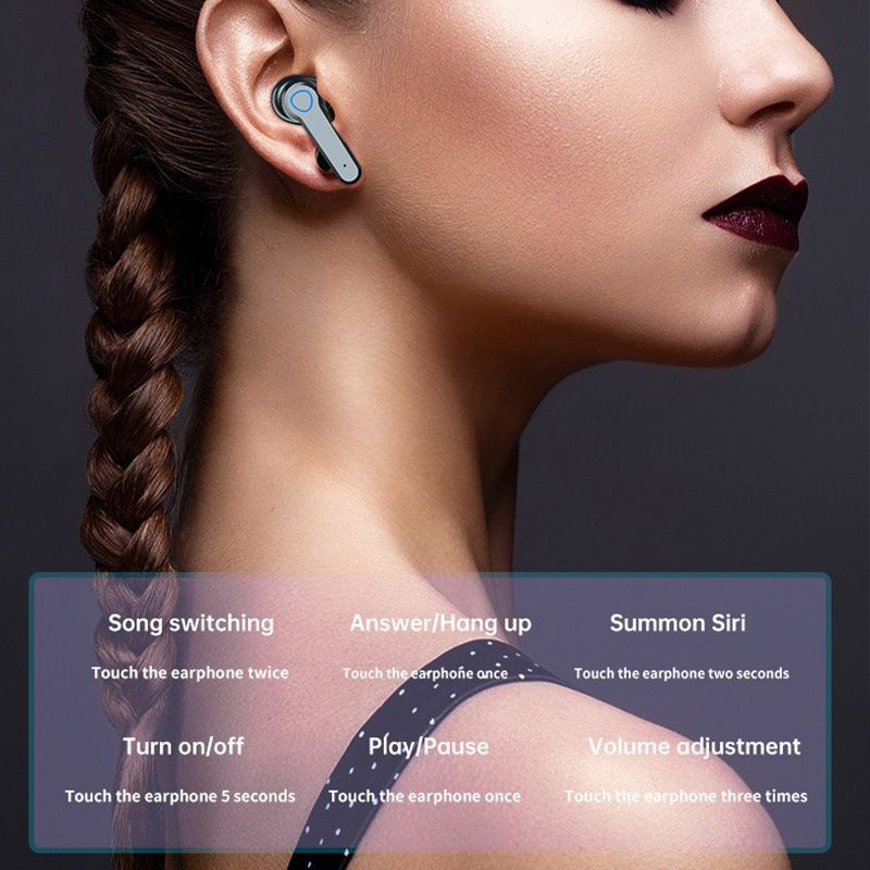 M19 Earpods wireless earphone With Light TWS Wireless LED Bluetooth Earphone Digital Display Touch Emergency Power Bank Headset Noise-cancelling In-ear 9D Stereo Gaming Wireless Headphones with Mic