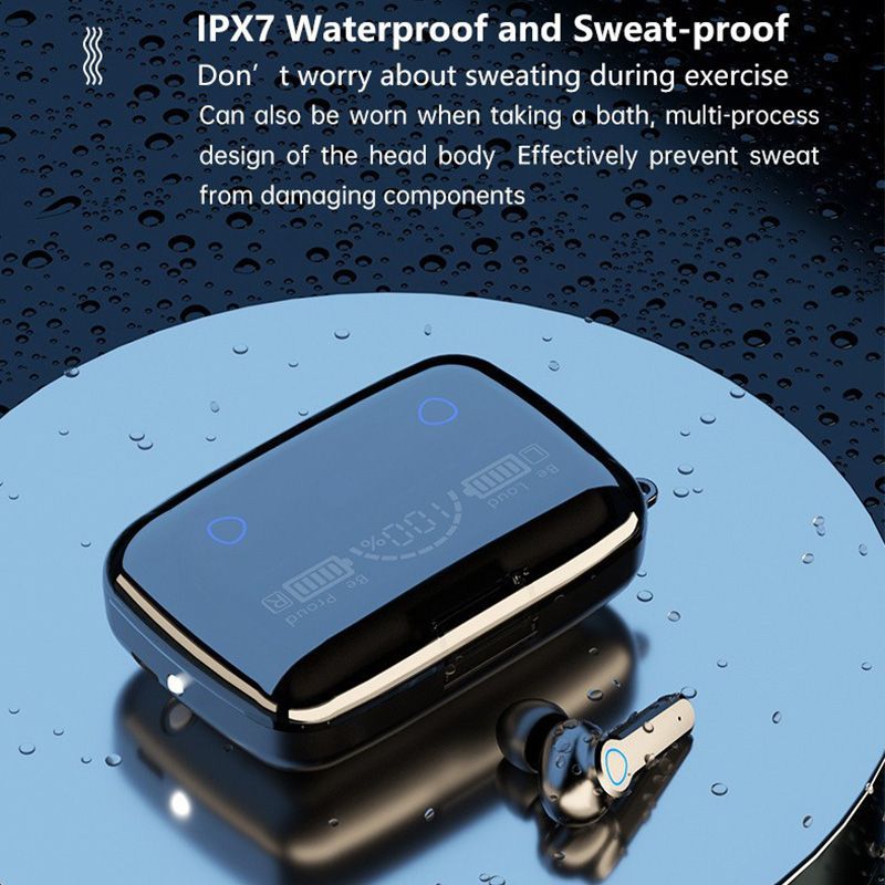 M19 Earpods wireless earphone With Light TWS Wireless LED Bluetooth Earphone Digital Display Touch Emergency Power Bank Headset Noise-cancelling In-ear 9D Stereo Gaming Wireless Headphones with Mic