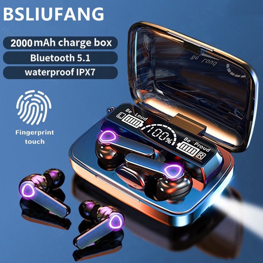 Bluetooth Wireless Earbud M19 TWS wireless Earphone Flashlight LED Display waterproof Sport earphones Touch Control Wireless bluetooth earphone With Microphone Noise-cancelling Earbuds Earpod air pods