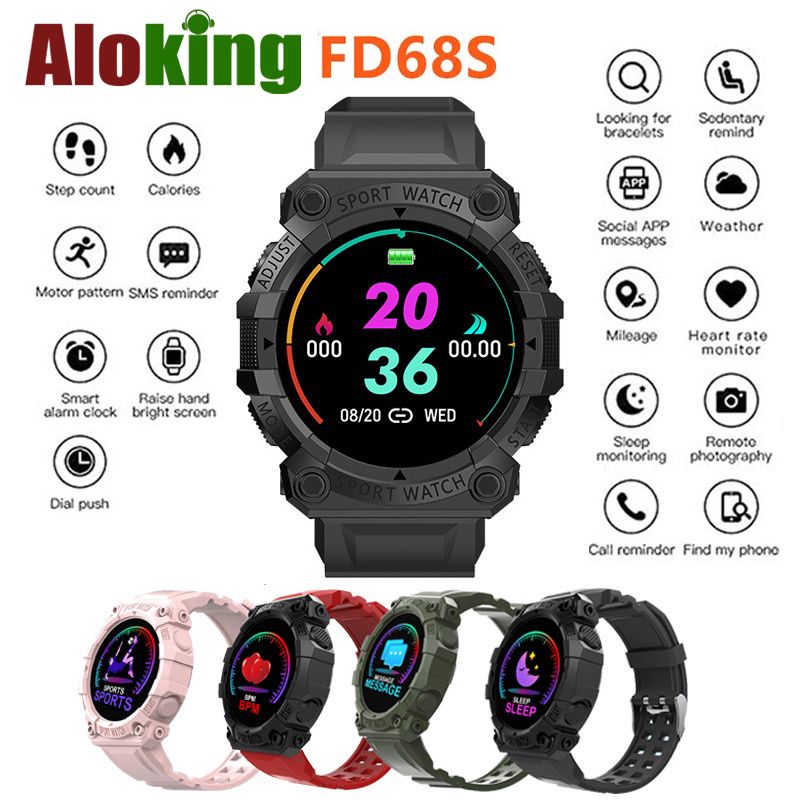 FD68S Smart Watch Sport Watch Full Touch Control Smartwatch FD68S Bluetooth Smart Watches for men women kids girls boys Waterproof Heart Rate Blood Pressure Monitoring Fitness Tracker Watch for women