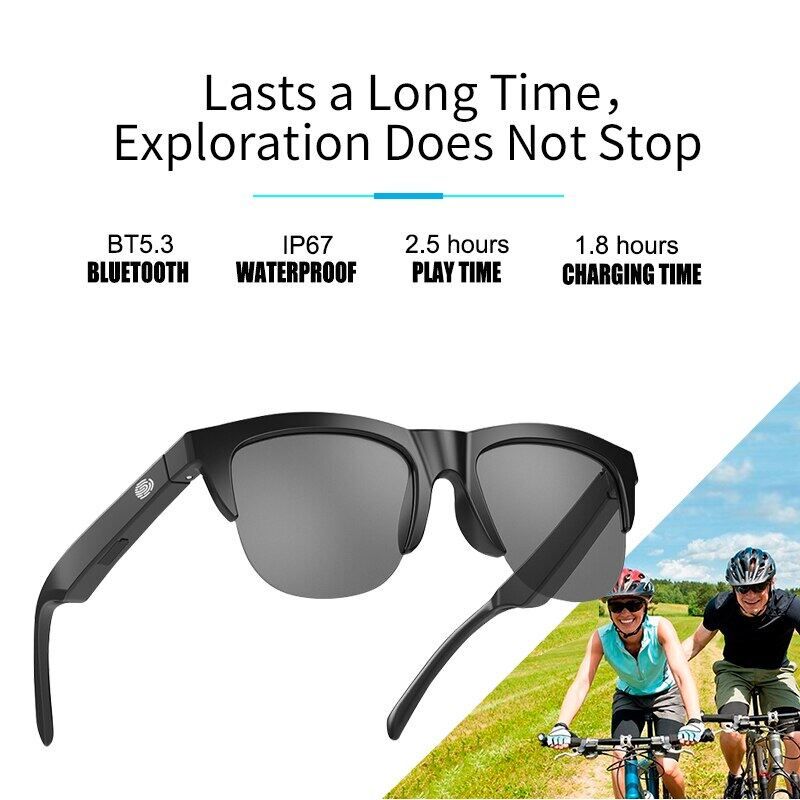 Smart Sunglasses F06 Smart Music Bluetooth 5.3 Glasses Anti-Blu-ray Stereo Double Speaker Touch Wireless Sunglasses HiFi Stereo Sound Wireless Headphone Bluetooth Headset Smart Glasses Men Sunglasses