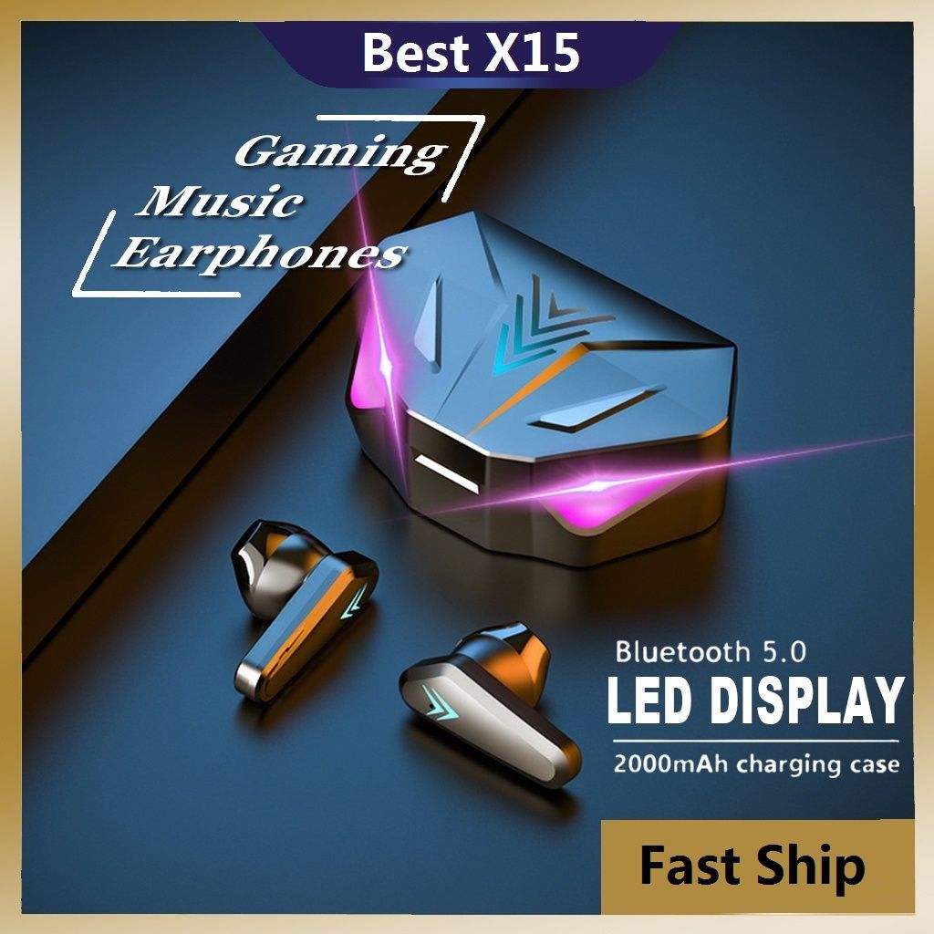 X15 Tws Bluetooth Headphones Waterproof Wireless Hifi Stereo Gaming Headphones With Mic earpods Wireless Earbuds Gaming Headset Noise Cancelling Wireless earphone with Mic In-ear Wireless Headset