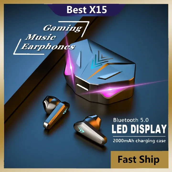 X15 Tws Bluetooth Headphones Waterproof Wireless Hifi Stereo Gaming Headphones With Mic earpods Wireless Earbuds Gaming Headset Noise Cancelling Wireless earphone with Mic In-ear Wireless Headset