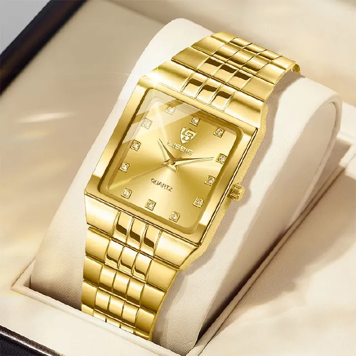 LIEBIG Watch Classic Gold Quartz Watch Couple watches Fashion Watch Luxury LIEBIG Luminous watch Casual Stainless Steel Men Watch Diamond Analog Watch Birthday gifts for couples Valentine's Day gifts