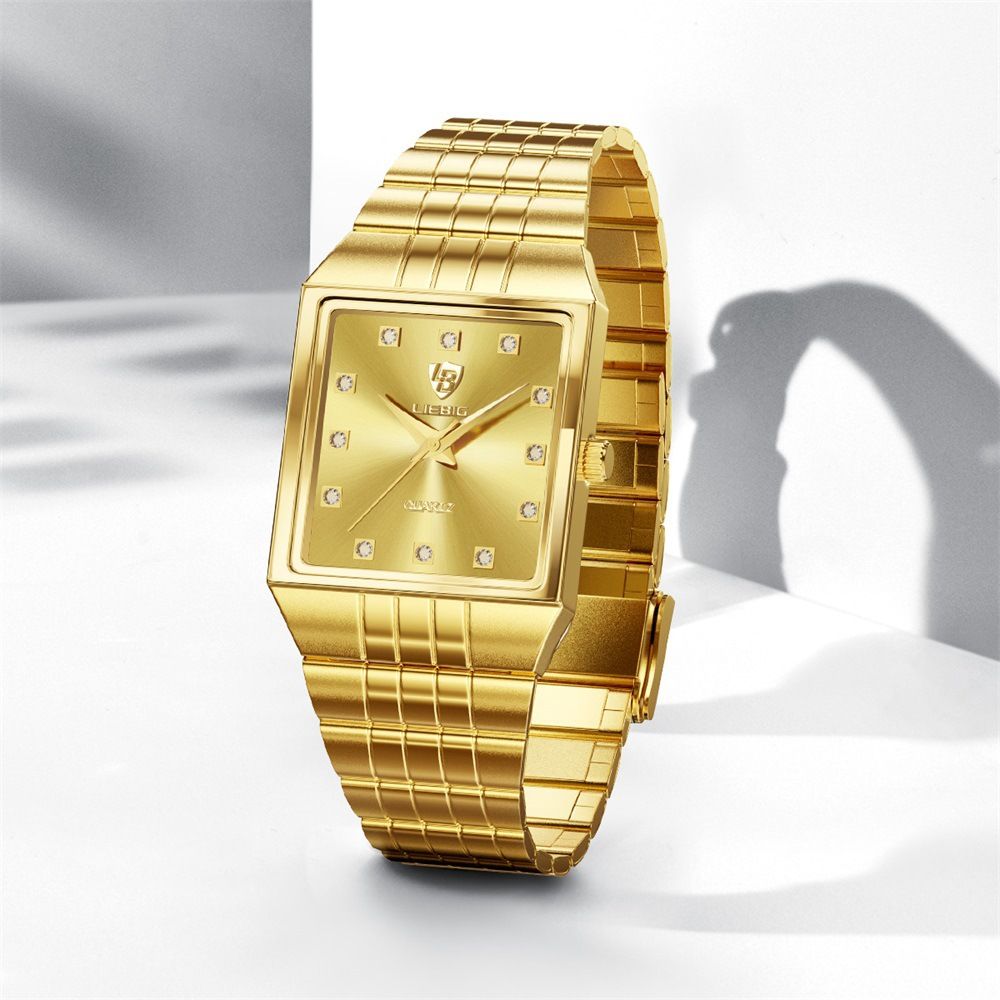 LIEBIG Watch Classic Gold Quartz Watch Couple watches Fashion Watch Luxury LIEBIG Luminous watch Casual Stainless Steel Men Watch Diamond Analog Watch Birthday gifts for couples Valentine's Day gifts