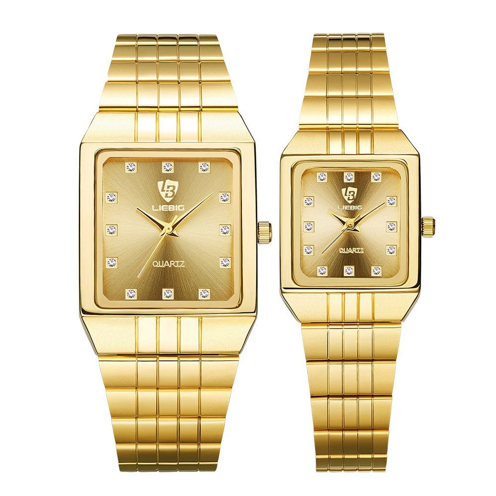 LIEBIG Watch Classic Gold Quartz Watch Couple watches Fashion Watch Luxury LIEBIG Luminous watch Casual Stainless Steel Men Watch Diamond Analog Watch Birthday gifts for couples Valentine's Day gifts