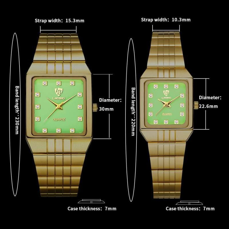 LIEBIG Watch Classic Gold Quartz Watch Couple watches Fashion Watch Luxury LIEBIG Luminous watch Casual Stainless Steel Men Watch Diamond Analog Watch Birthday gifts for couples Valentine's Day gifts