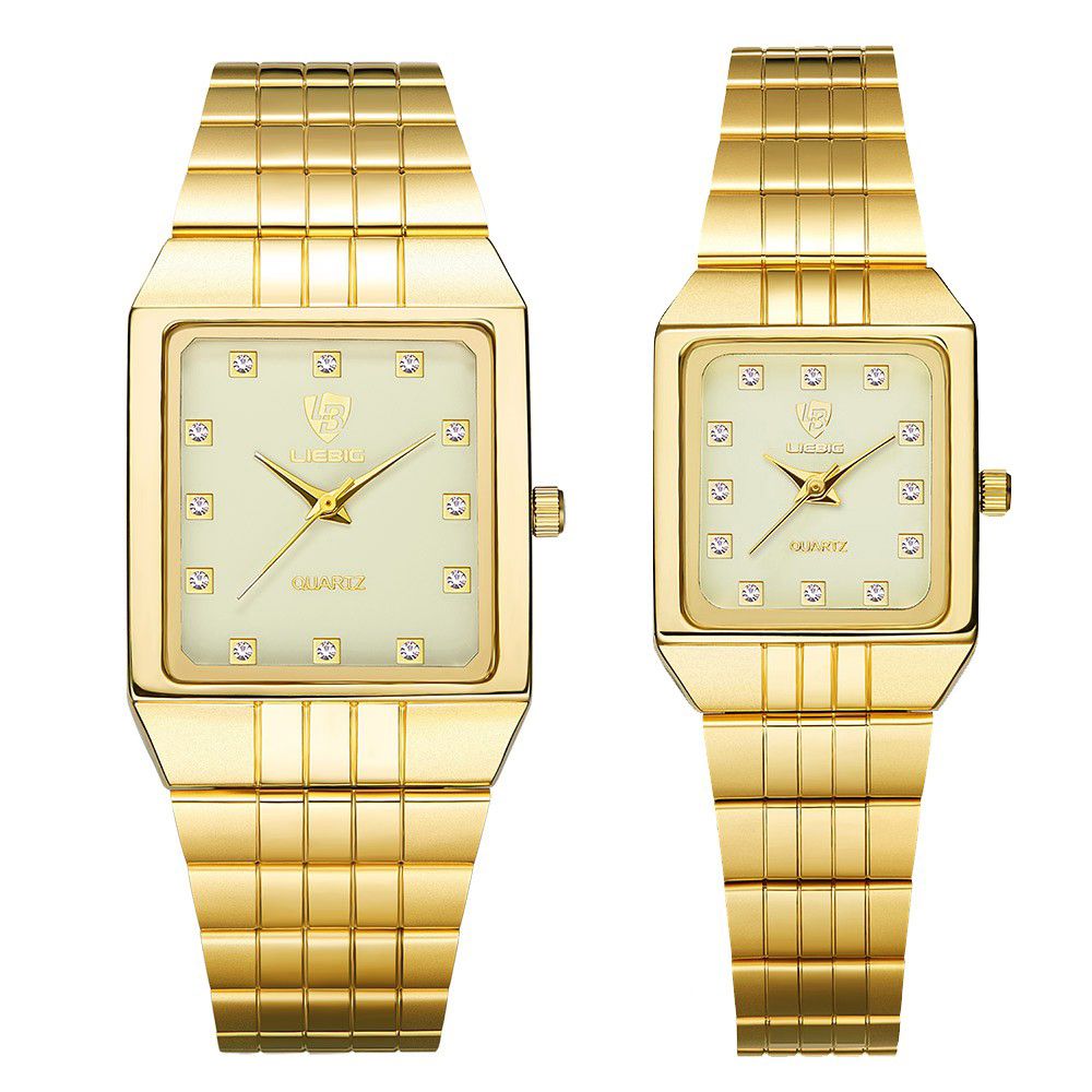 LIEBIG Watch Classic Gold Quartz Watch Couple watches Fashion Watch Luxury LIEBIG Luminous watch Casual Stainless Steel Men Watch Diamond Analog Watch Birthday gifts for couples Valentine's Day gifts