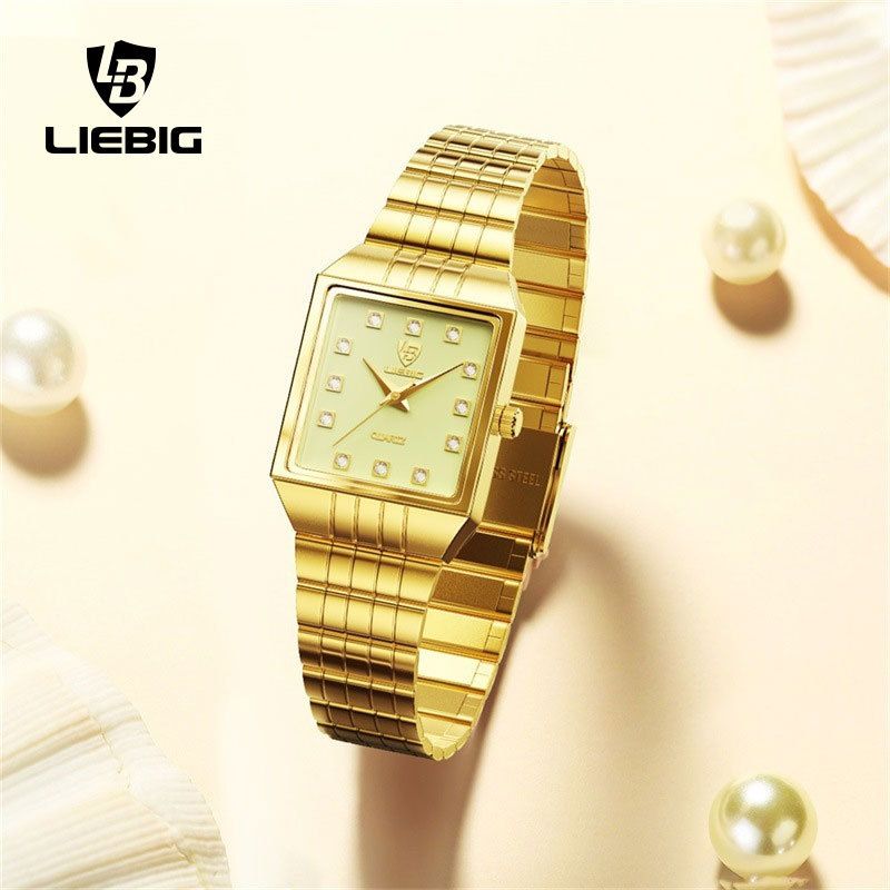 LIEBIG Fashion Casual ladies watch Women Wrist band Stainless Steel Gold Couple watches Waterproof Quartz Wrist Watch Luxury Luminous Analog watch Men Watch Birthday gifts Valentine's Day gifts