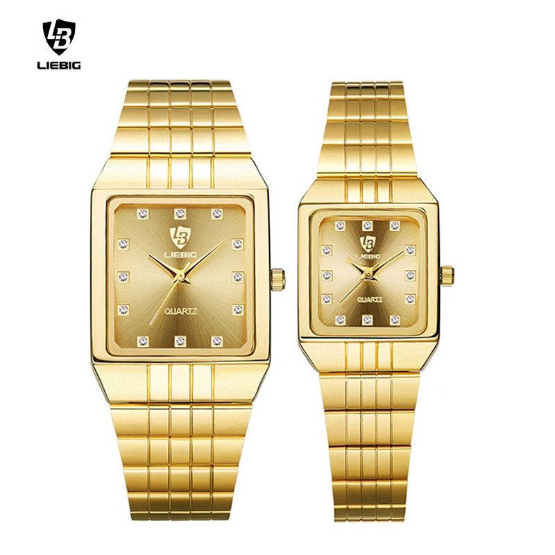 LIEBIG Fashion Casual ladies watch Women Wrist band Stainless Steel Gold Couple watches Waterproof Quartz Wrist Watch Luxury Luminous Analog watch Men Watch Birthday gifts Valentine's Day gifts