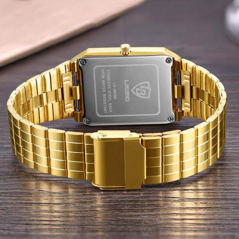 LIEBIG Fashion Casual ladies watch Women Wrist band Stainless Steel Gold Couple watches Waterproof Quartz Wrist Watch Luxury Luminous Analog watch Men Watch Birthday gifts Valentine's Day gifts