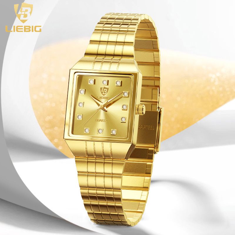LIEBIG Fashion Casual ladies watch Women Wrist band Stainless Steel Gold Couple watches Waterproof Quartz Wrist Watch Luxury Luminous Analog watch Men Watch Birthday gifts Valentine's Day gifts
