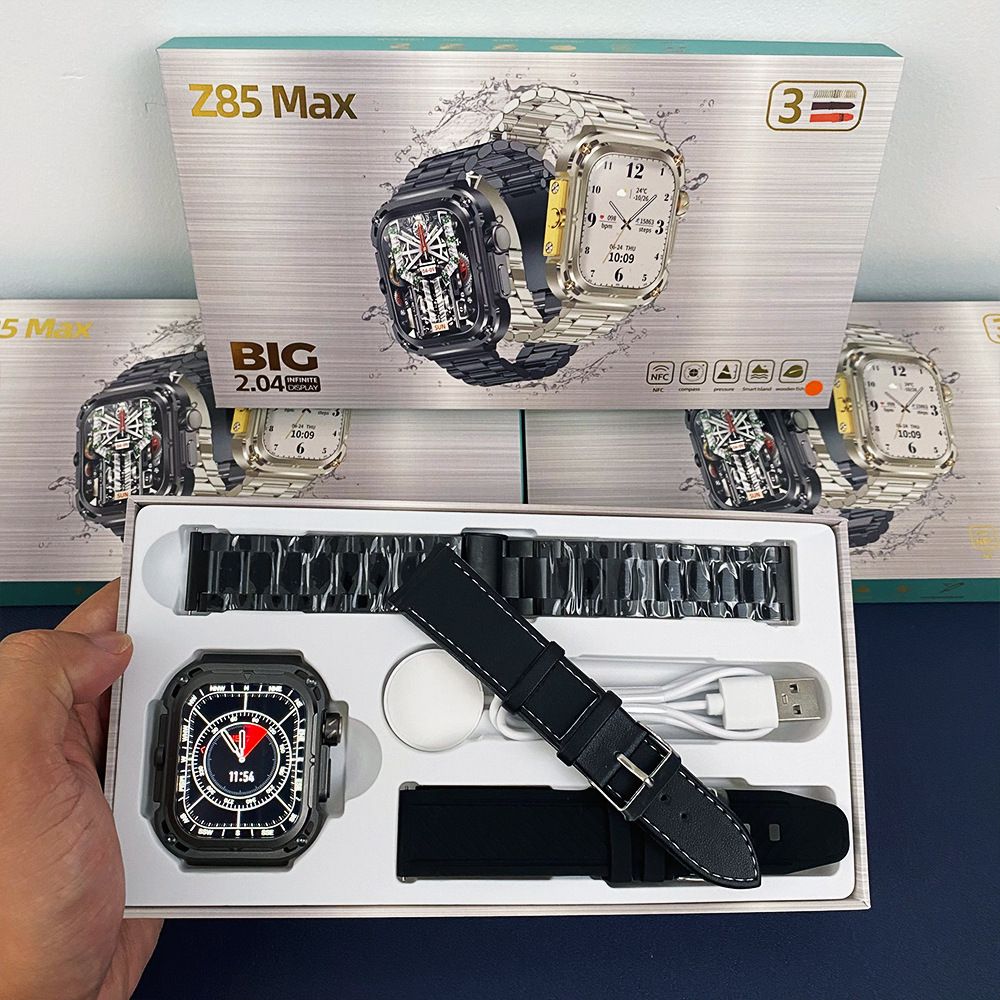 Z85 MAX Smart Watch Men Women NFC GPS Waterproof Smartwatches for Men Smart Island  Stainless Steel PU Leather TPU Straps Wristband Smart Band Fitness Bracelet For Android IOS Couple Women Smart watch