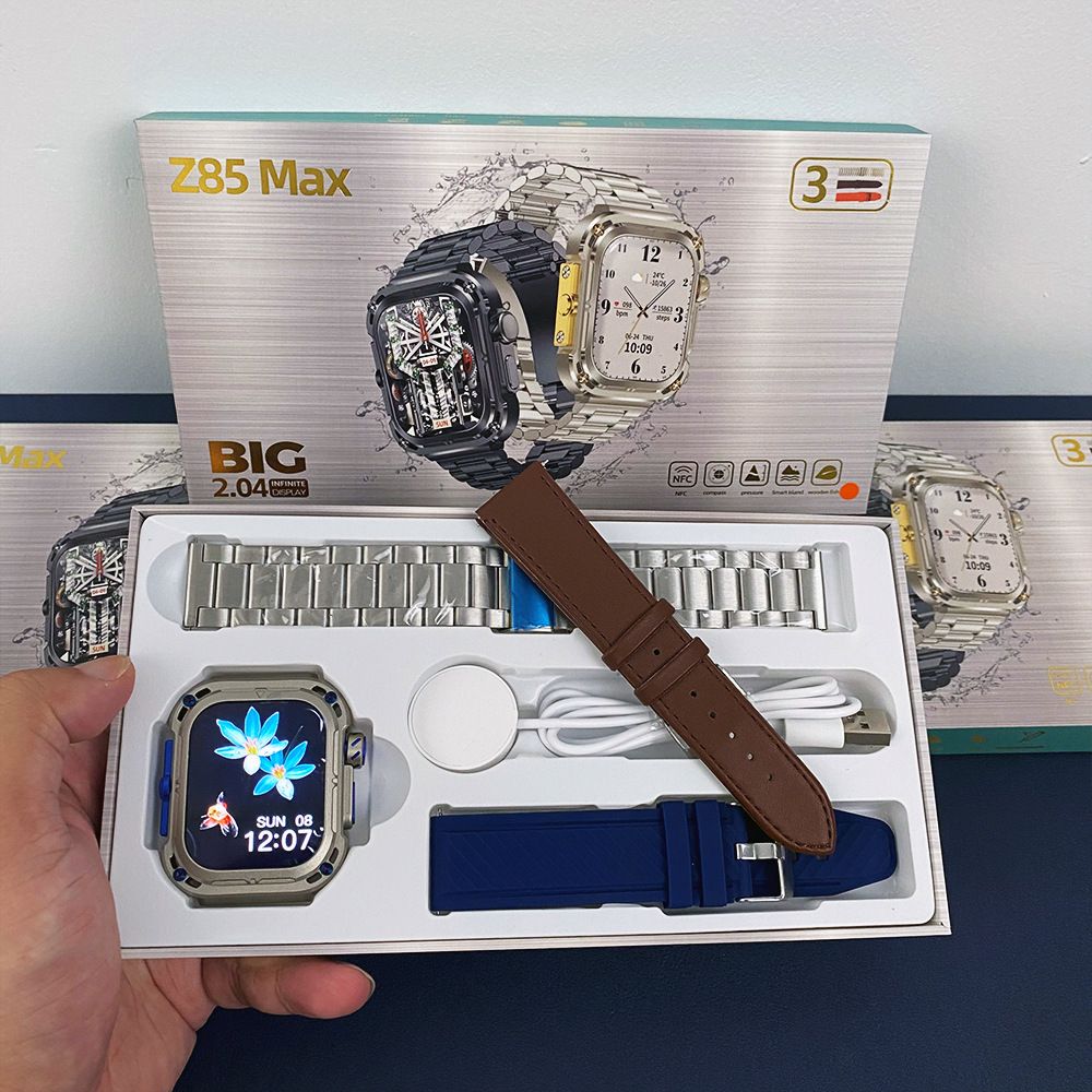 Z85 MAX Smart Watch Men Women NFC GPS Waterproof Smartwatches for Men Smart Island  Stainless Steel PU Leather TPU Straps Wristband Smart Band Fitness Bracelet For Android IOS Couple Women Smart watch