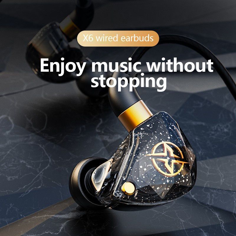 X6 Wired Earphone With Mic Stereo Earphone In Ear Monitor Original Earphone Bass Earfon Noise Cancelling Earbuds Heavy Bass Anchor 3m Extended Earphones Karaoke Music Sports Earphones for Men Women