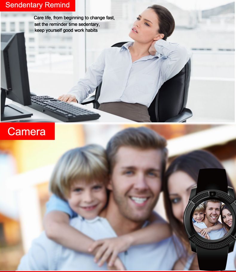 V8 Touch Screen Bluetooth Smart Watch With Sim card and TF Card slot Men's Smartwatch Sport Fitness Tracker Watches Sim Card Phone Support Camera independently Watch Style smartphone Men Smart watch