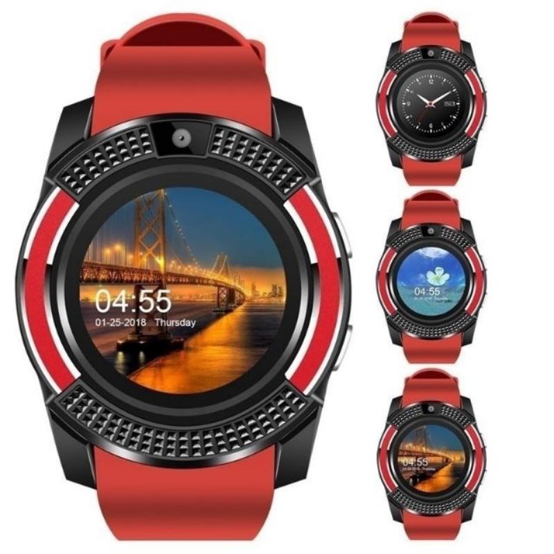 V8 Touch Screen Bluetooth Smart Watch With Sim card and TF Card slot Men's Smartwatch Sport Fitness Tracker Watches Sim Card Phone Support Camera independently Watch Style smartphone Men Smart watch