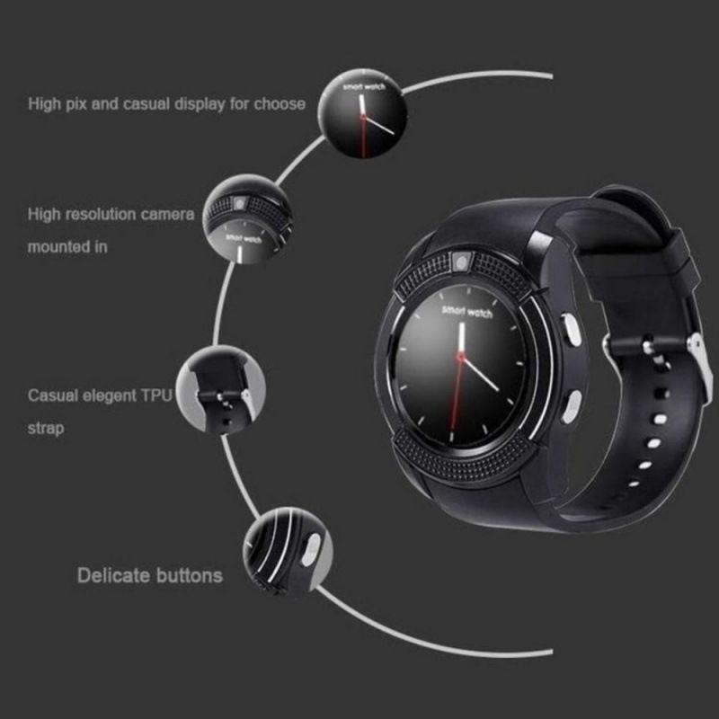V8 Touch Screen Bluetooth Smart Watch With Sim card and TF Card slot Men's Smartwatch Sport Fitness Tracker Watches Sim Card Phone Support Camera independently Watch Style smartphone Men Smart watch