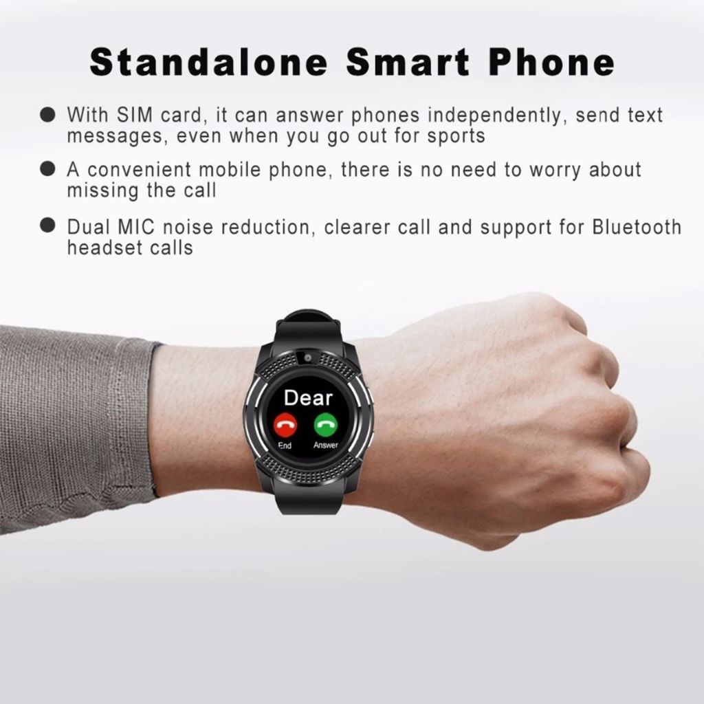 V8 Touch Screen Bluetooth Smart Watch With Sim card and TF Card slot Men's Smartwatch Sport Fitness Tracker Watches Sim Card Phone Support Camera independently Watch Style smartphone Men Smart watch