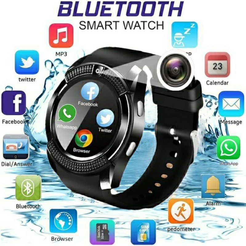 V8 Touch Screen Bluetooth Smart Watch With Sim card and TF Card slot Men's Smartwatch Sport Fitness Tracker Watches Sim Card Phone Support Camera independently Watch Style smartphone Men Smart watch