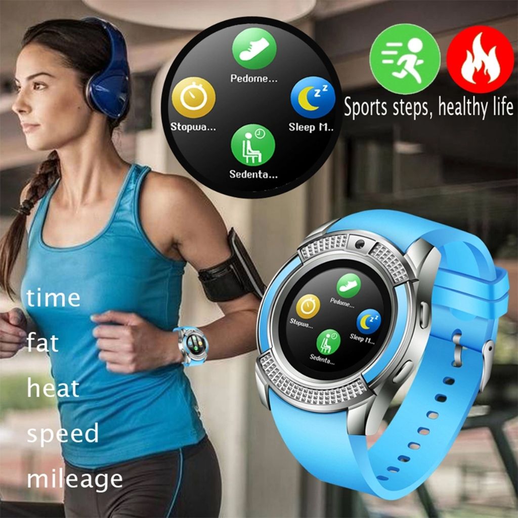 V8 Touch Screen Bluetooth Smart Watch With Sim card and TF Card slot Men's Smartwatch Sport Fitness Tracker Watches Sim Card Phone Support Camera independently Watch Style smartphone Men Smart watch