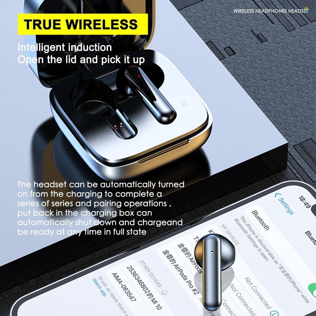 TWS Wireless Bluetooth Earphones K60 Touch Control 9D Stereo Bluetooth Headset With Mic Run Sport Earphones Waterproof Earbuds Led Display Wireless Earphone Earpods Noise Reduction Wireless Headphone