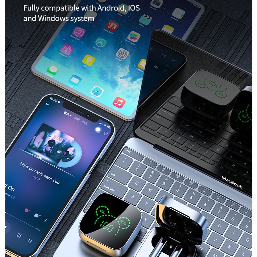 TWS Wireless Bluetooth Earphones K60 Touch Control 9D Stereo Bluetooth Headset With Mic Run Sport Earphones Waterproof Earbuds Led Display Wireless Earphone Earpods Noise Reduction Wireless Headphone