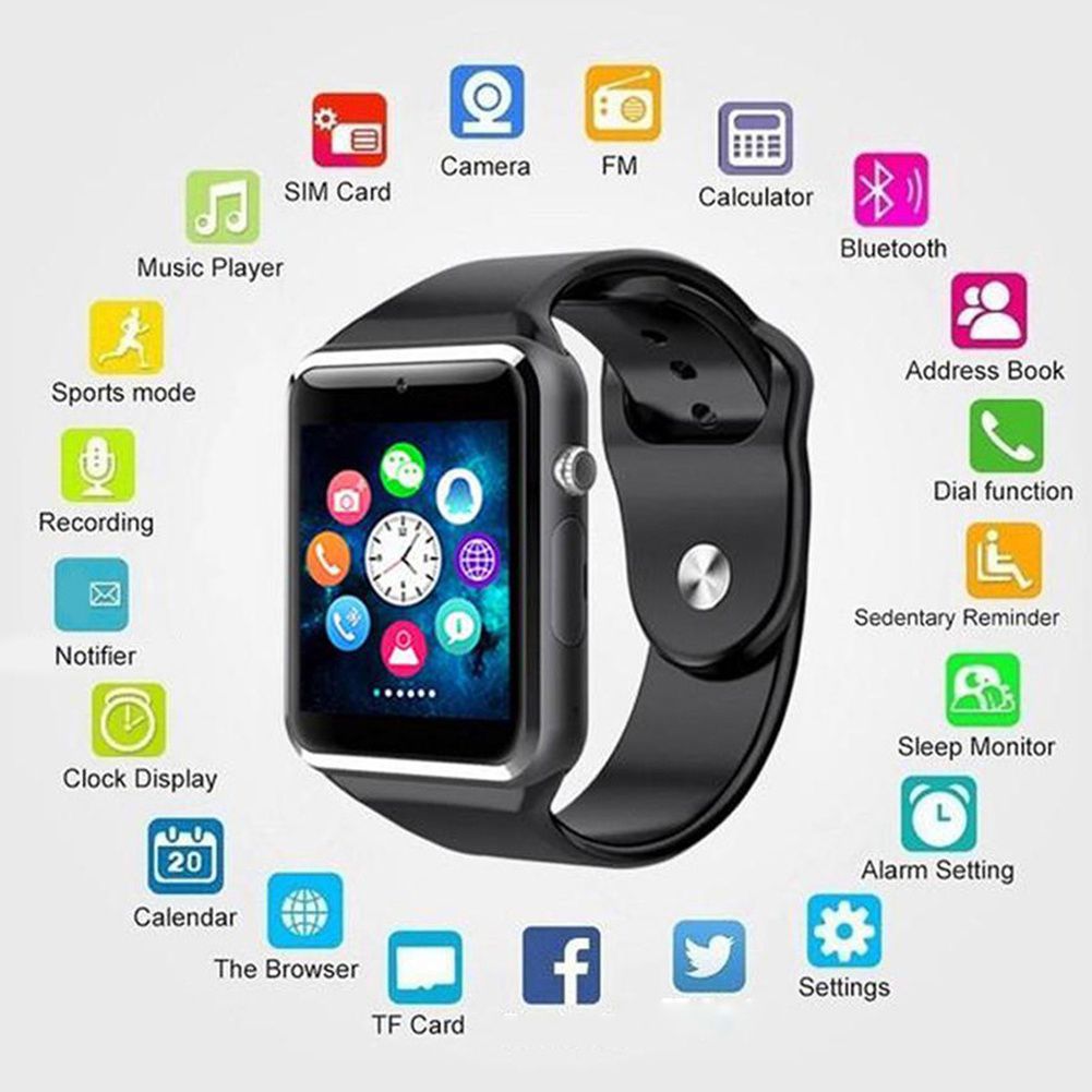 Smartwatches Support SIM TF Card Camera Waterproof Wristwatch GSM Smart Phone A1 smart watch support Bluetooth call with SIM card slot Android IOS Pedometer Multi-Functions Men Women Smart Watch