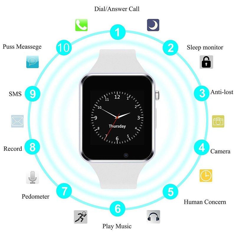 Smartwatches Support SIM TF Card Camera Waterproof Wristwatch GSM Smart Phone A1 smart watch support Bluetooth call with SIM card slot Android IOS Pedometer Multi-Functions Men Women Smart Watch