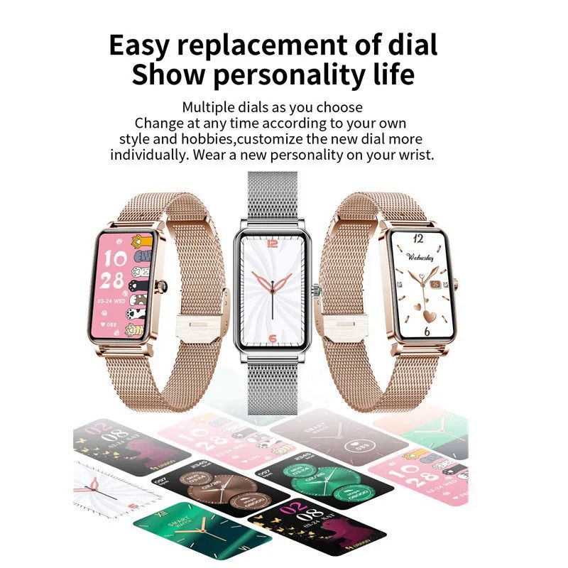 Aloking Exquisite luxury rectangle ZX19 Smart Watch For Ladies Bluetooth Call Sleep Monitor Menstrual Cycle Heart Rate Smartwatches Women Watch Fashion Women Smart wrist watch for woman Ladies Watch