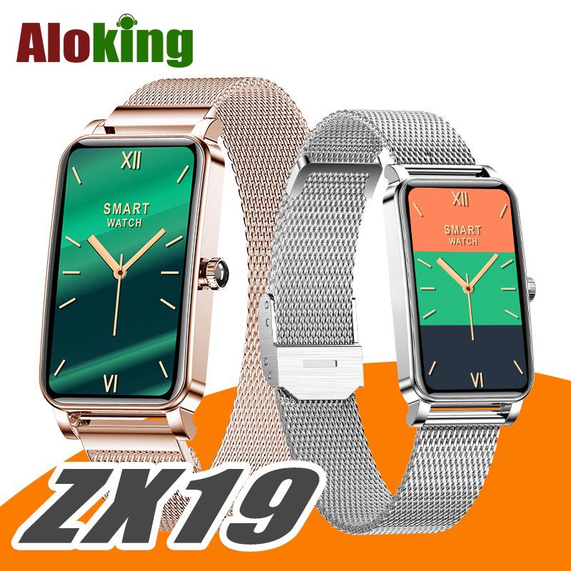 Aloking Exquisite luxury rectangle ZX19 Smart Watch For Ladies Bluetooth Call Sleep Monitor Menstrual Cycle Heart Rate Smartwatches Women Watch Fashion Women Smart wrist watch for woman Ladies Watch
