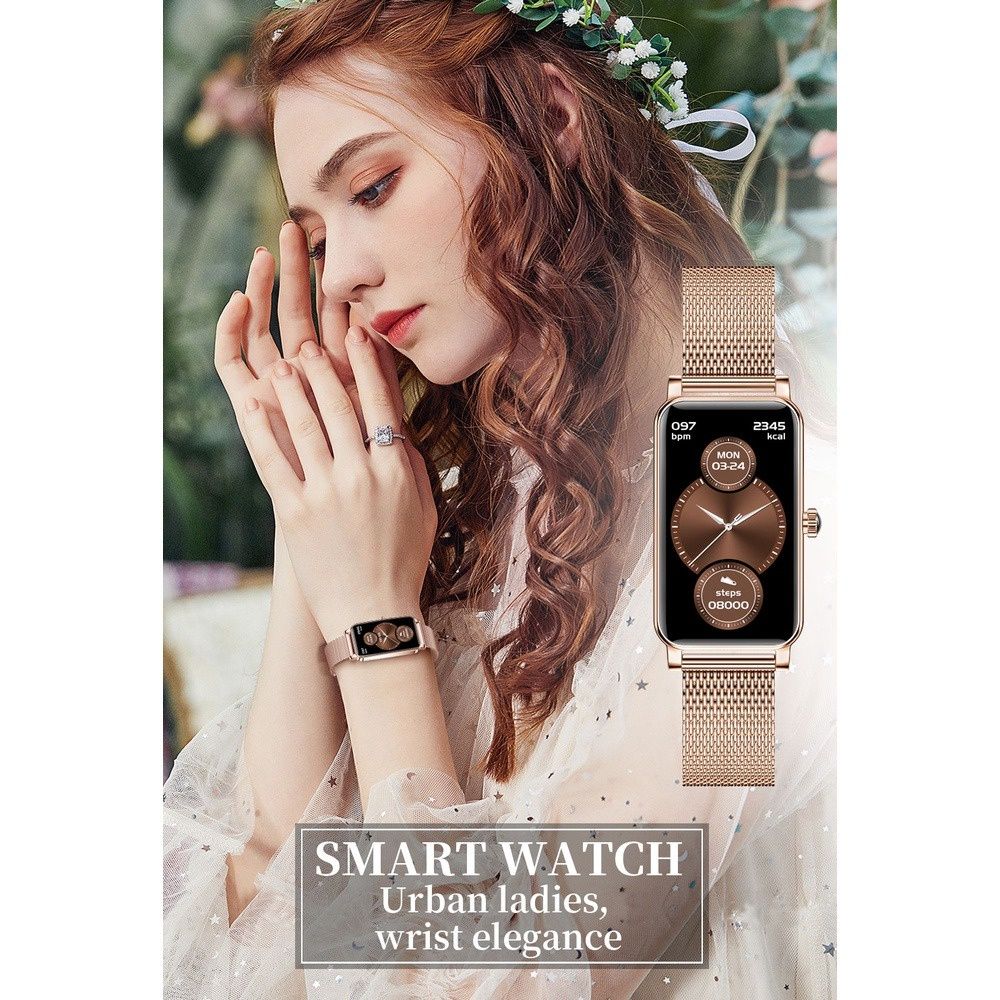 Aloking Exquisite luxury rectangle ZX19 Smart Watch For Ladies Bluetooth Call Sleep Monitor Menstrual Cycle Heart Rate Smartwatches Women Watch Fashion Women Smart wrist watch for woman Ladies Watch