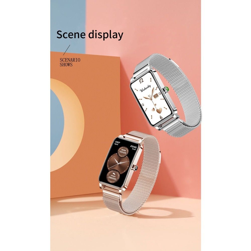 Aloking Exquisite luxury rectangle ZX19 Smart Watch For Ladies Bluetooth Call Sleep Monitor Menstrual Cycle Heart Rate Smartwatches Women Watch Fashion Women Smart wrist watch for woman Ladies Watch