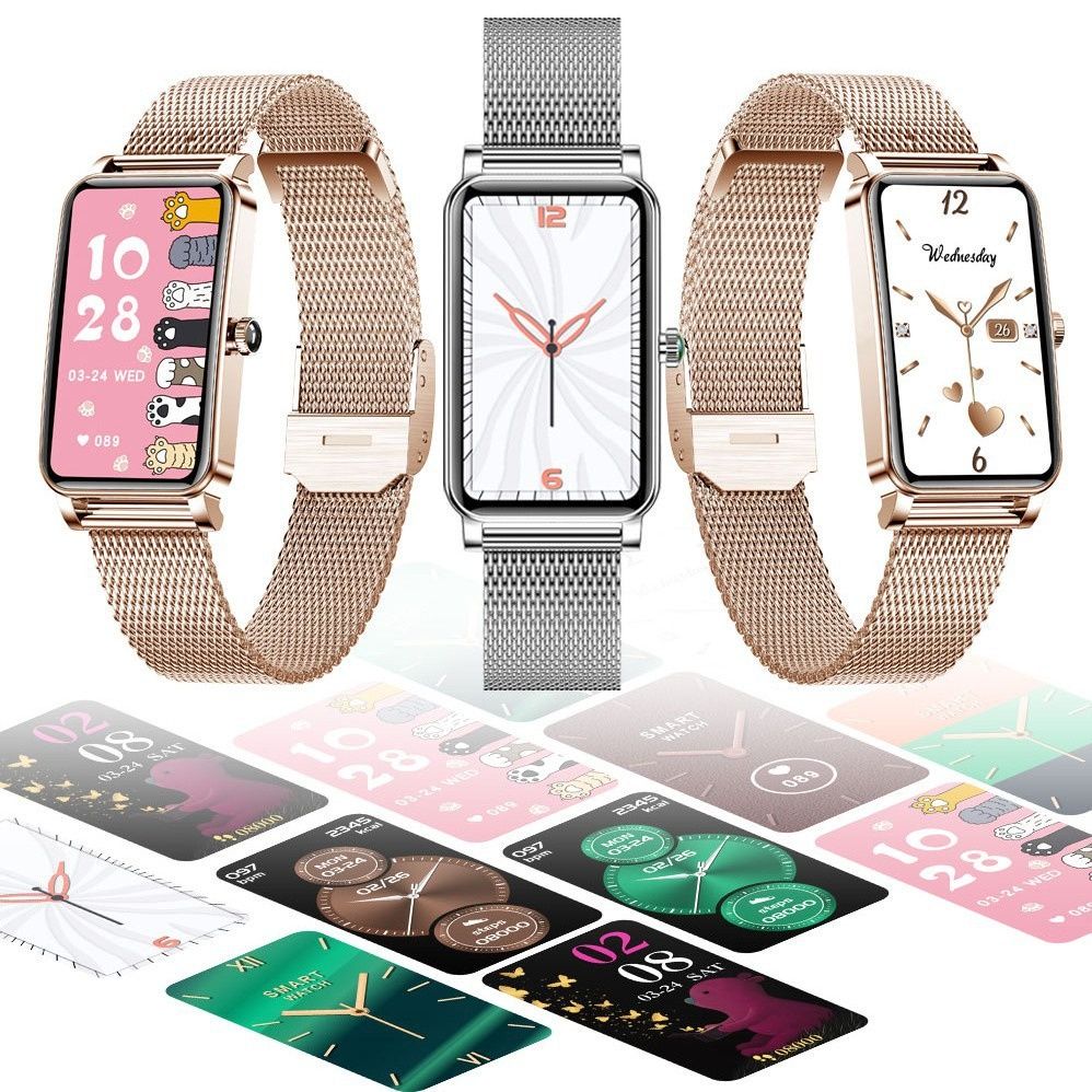 Aloking Exquisite luxury rectangle ZX19 Smart Watch For Ladies Bluetooth Call Sleep Monitor Menstrual Cycle Heart Rate Smartwatches Women Watch Fashion Women Smart wrist watch for woman Ladies Watch