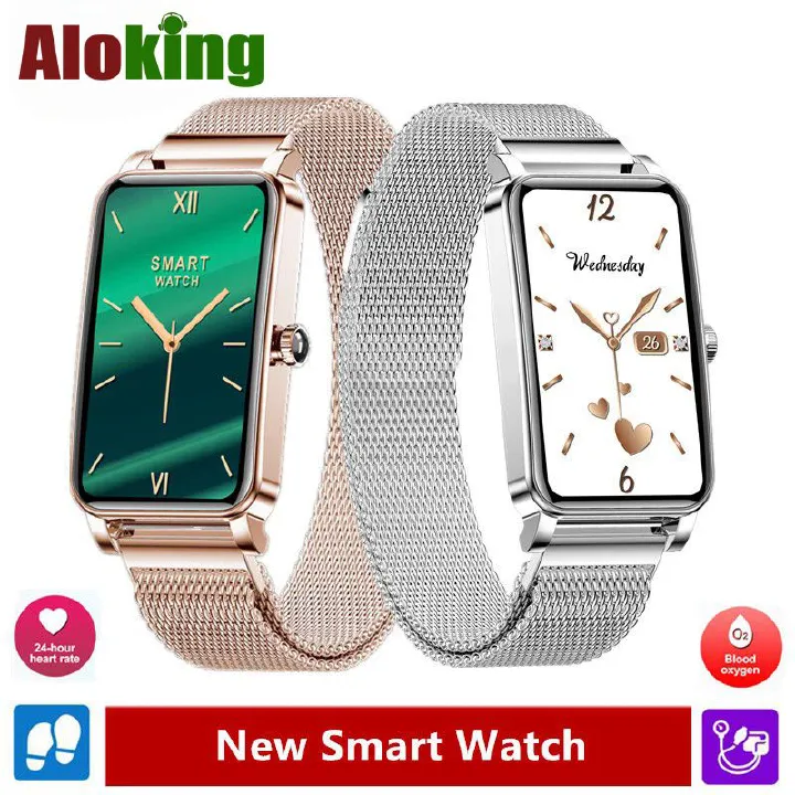 Aloking Exquisite luxury rectangle ZX19 Smart Watch For Ladies Bluetooth Call Sleep Monitor Menstrual Cycle Heart Rate Smartwatches Women Watch Fashion Women Smart wrist watch for woman Ladies Watch