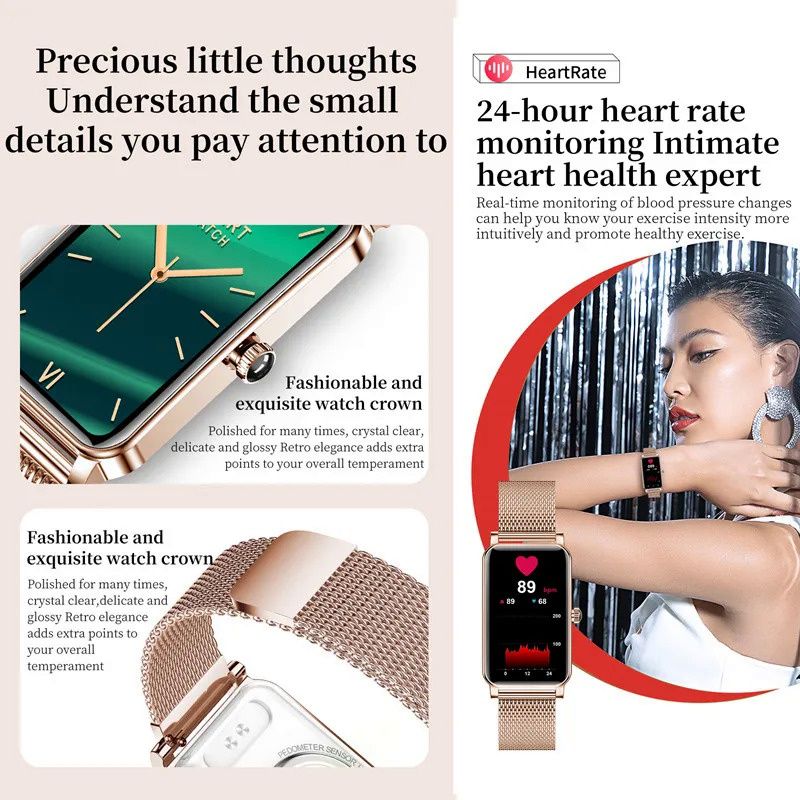 Aloking Exquisite luxury rectangle ZX19 Smart Watch For Ladies Bluetooth Call Sleep Monitor Menstrual Cycle Heart Rate Smartwatches Women Watch Fashion Women Smart wrist watch for woman Ladies Watch