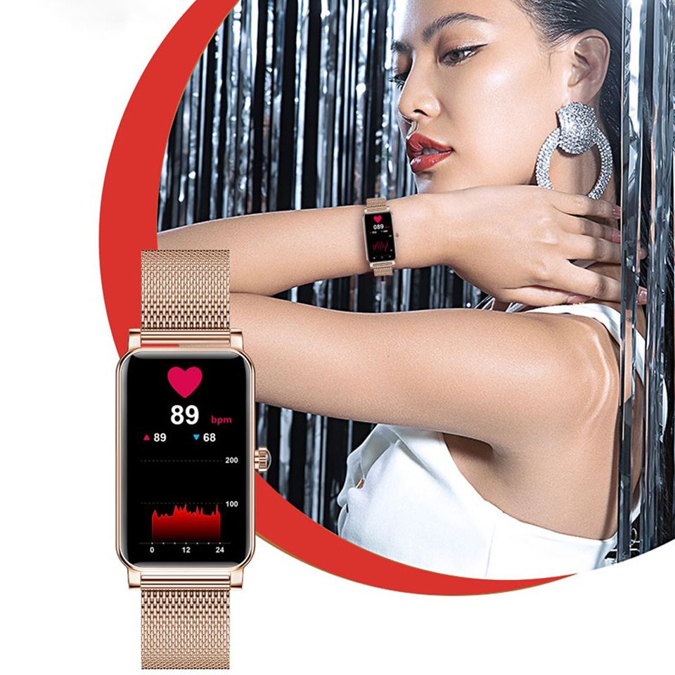 Aloking Exquisite luxury rectangle ZX19 Smart Watch For Ladies Bluetooth Call Sleep Monitor Menstrual Cycle Heart Rate Smartwatches Women Watch Fashion Women Smart wrist watch for woman Ladies Watch