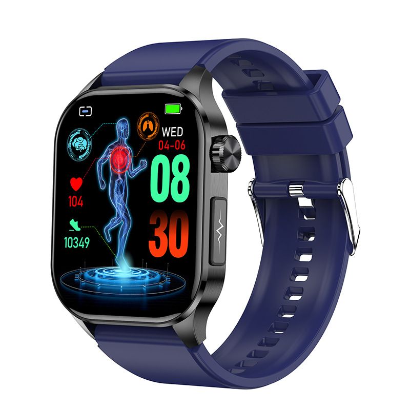 ET580 Smart Watch New Style AMOLED Screen Innovative Test Blood Sugar Temperature Heart Rate Body Fat Exercise Pedometer Smartwatch for Woman Men Smartwatch PU Leather Waterproof Unisex Sports Watches