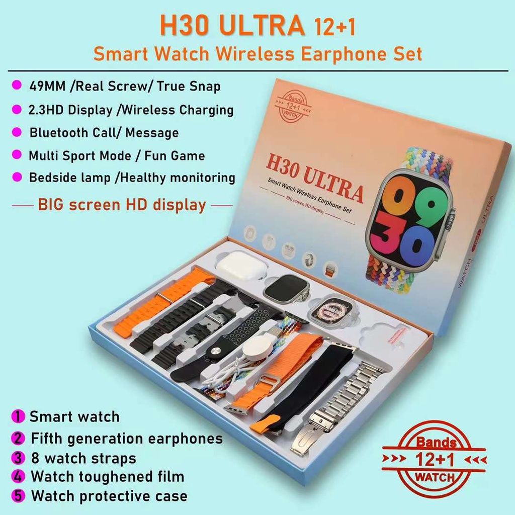 S9 Ultra Smart watch wireless earphone set Men Women Smart Watch H30 H20 H12 Touch Smartwatches Waterproof Sports Men Wrist Watch Bluetooth Original Heart Rate Smart Bracelet Smart Band Unisex Watch