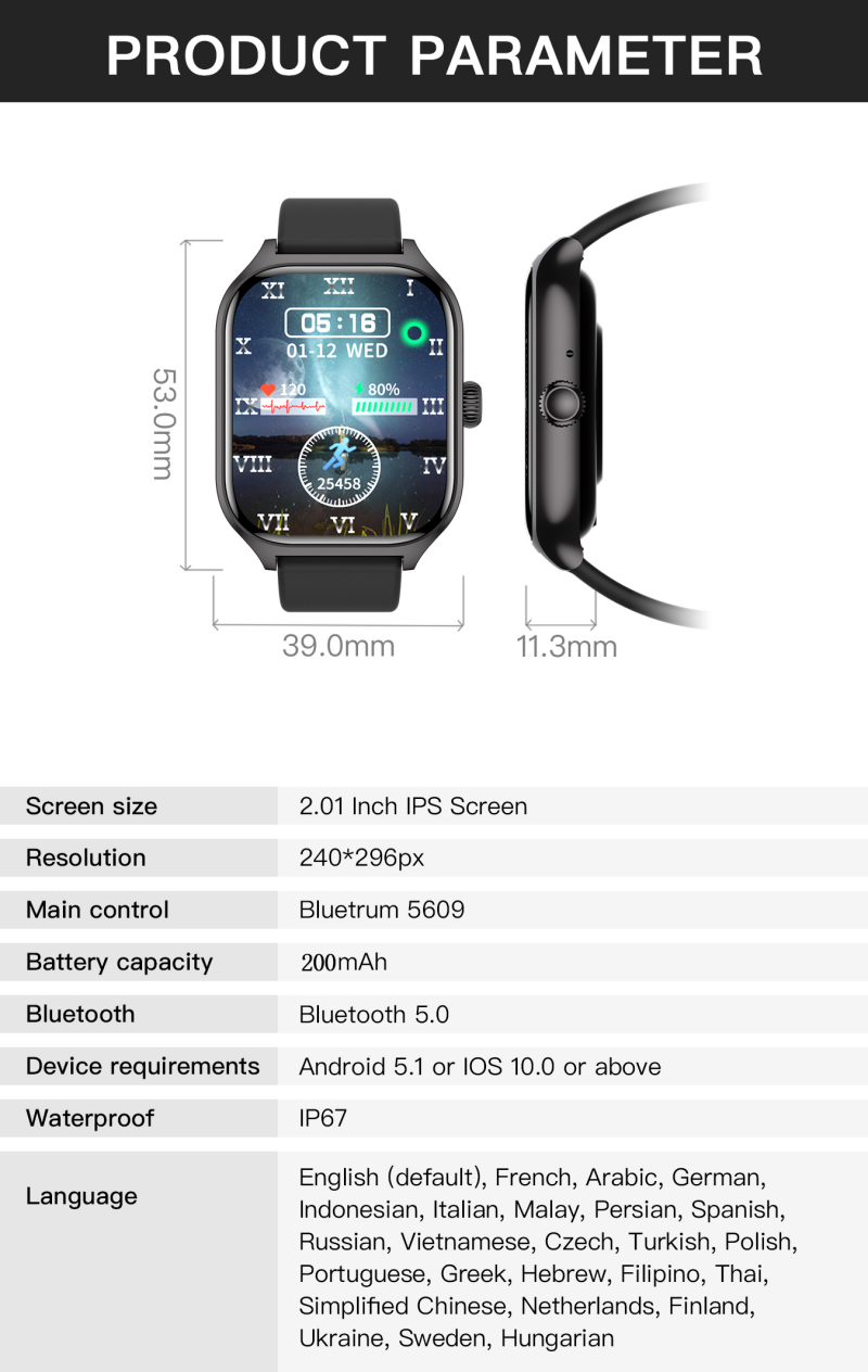Unisex Smart Watch Ultra-Thin 2.01'' HD Screen Waterproof Fitness sports watch Bluetooth Call Smart Alarm Clock Ladies Smart Bracelet Wrist Watch heart rate Monitor H16 GTS4 Men Women Smartwatch Gift
